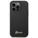 Guess GUHCP14LSLSMK iPhone 14 Pro 6,1" czarny/black hard case Silicone Vintage Gold Logo