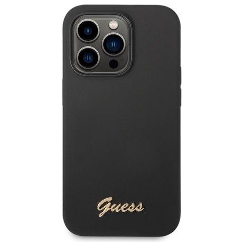 Guess GUHCP14LSLSMK iPhone 14 Pro 6,1" czarny/black hard case Silicone Vintage Gold Logo