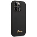Guess GUHCP14LSLSMK iPhone 14 Pro 6,1" czarny/black hard case Silicone Vintage Gold Logo