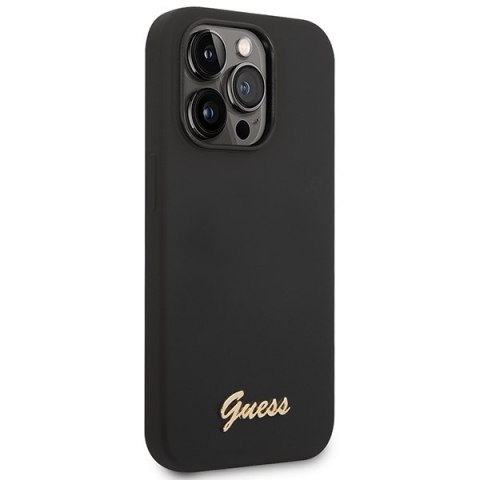 Guess GUHCP14LSLSMK iPhone 14 Pro 6,1" czarny/black hard case Silicone Vintage Gold Logo