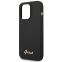 Guess GUHCP14LSLSMK iPhone 14 Pro 6,1" czarny/black hard case Silicone Vintage Gold Logo