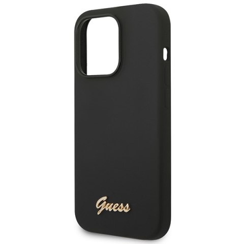 Guess GUHCP14LSLSMK iPhone 14 Pro 6,1" czarny/black hard case Silicone Vintage Gold Logo