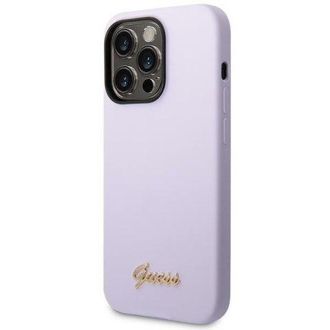 Guess GUHCP14LSLSMU iPhone 14 Pro 6,1" fioletowy/purple hard case Silicone Vintage Gold Logo