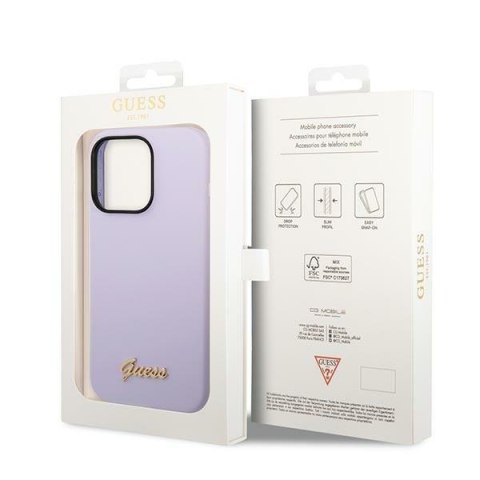 Guess GUHCP14LSLSMU iPhone 14 Pro 6,1" fioletowy/purple hard case Silicone Vintage Gold Logo