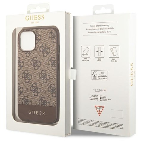 Guess GUHCP14MG4GLBR iPhone 14 Plus / 15 Plus 6.7" brązowy/brown hard case 4G Stripe Collection