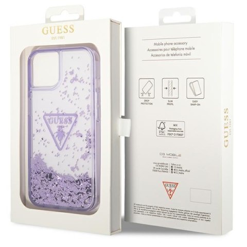 Guess GUHCP14MLFCTPU iPhone 14 Plus 6,7" fioletowy/purple hardcase Liquid Glitter Palm Collection
