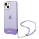 Guess GUHCP14SHGCOHU iPhone 14 / 15 / 13 6.1" fioletowy/purple hardcase Translucent Pearl Strap
