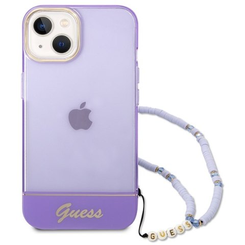 Guess GUHCP14SHGCOHU iPhone 14 / 15 / 13 6.1" fioletowy/purple hardcase Translucent Pearl Strap