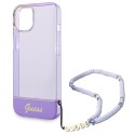 Guess GUHCP14SHGCOHU iPhone 14 / 15 / 13 6.1" fioletowy/purple hardcase Translucent Pearl Strap