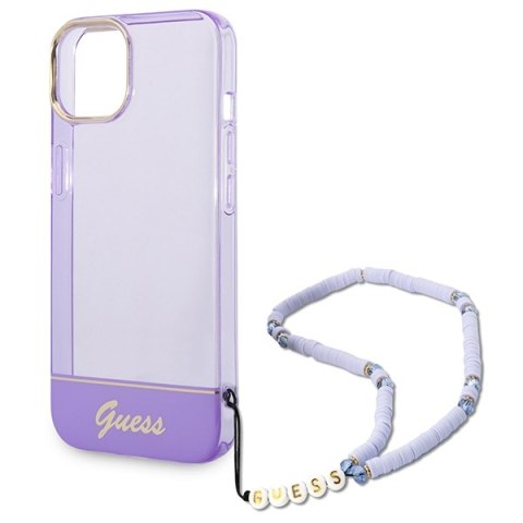Guess GUHCP14SHGCOHU iPhone 14 / 15 / 13 6.1" fioletowy/purple hardcase Translucent Pearl Strap