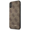 Guess GUHCPXG4GFBR iPhone X/Xs brązowy/brown hard case 4G Metal Gold Logo