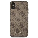 Guess GUHCPXG4GFBR iPhone X/Xs brązowy/brown hard case 4G Metal Gold Logo