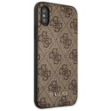 Guess GUHCPXG4GFBR iPhone X/Xs brązowy/brown hard case 4G Metal Gold Logo