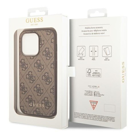 Guess GUHCP14XG4GFBR iPhone 14 Pro Max 6,7" brązowy/brown hard case 4G Metal Gold Logo