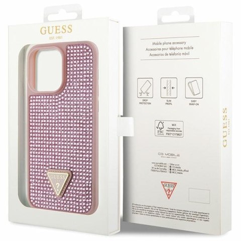 Guess GUHCP14XHDGTPP iPhone 14 Pro Max 6.7" różowy/pink hardcase Rhinestone Triangle