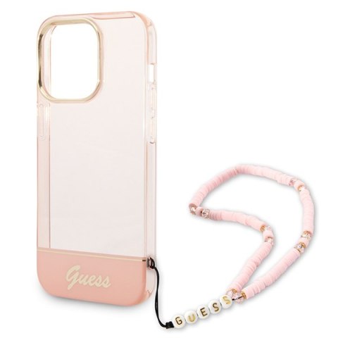 Guess GUHCP14XHGCOHP iPhone 14 Pro Max 6,7" różowy/pink hardcase Translucent Pearl Strap