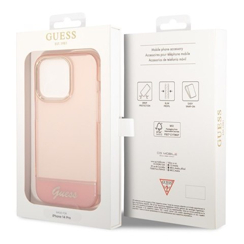 Guess GUHCP14XHGCOP iPhone 14 Pro Max 6,7" różowy/pink hardcase Translucent