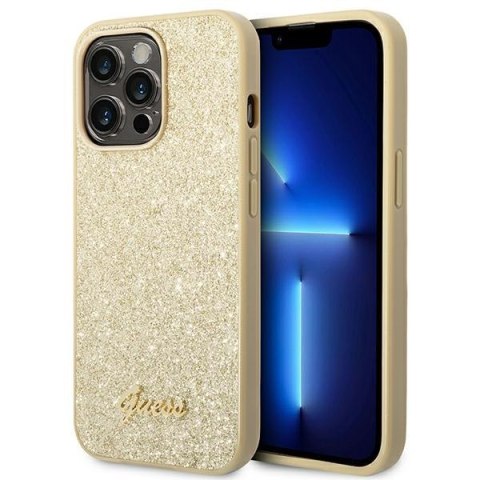 Guess GUHCP14XHGGSHD iPhone 14 Pro Max 6,7" złoty/gold hard case Glitter Script