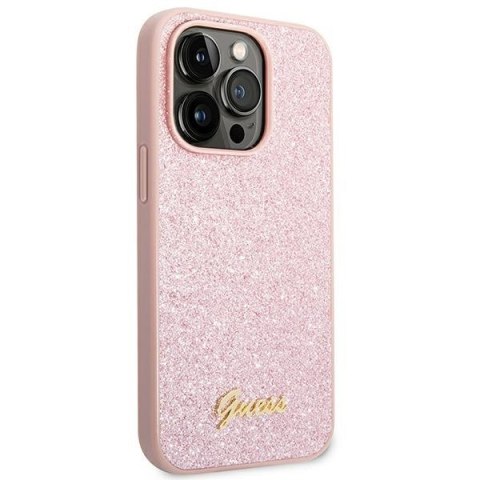 Guess GUHCP14XHGGSHP iPhone 14 Pro Max 6,7" różowy/pink hard case Glitter Script