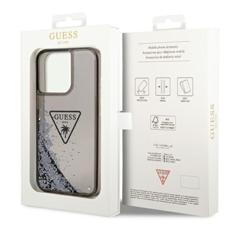 Guess GUHCP14XLFCTPK iPhone 14 Pro Max 6,7" czarny/black hardcase Liquid Glitter Palm Collection