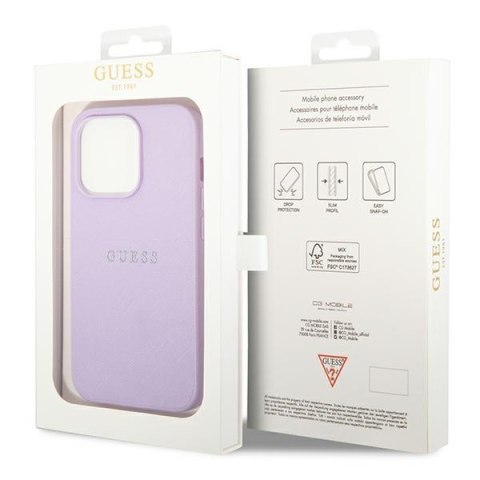 Guess GUHCP14XPSASBPU iPhone 14 Pro Max 6,7" fioletowy/purple Saffiano Strap