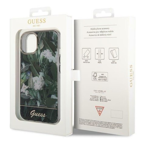 Guess GUHCP14SHGJGHA iPhone 14 / 15 / 13 6.1" zielony/green hardcase Jungle Collection