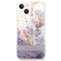 Guess GUHCP14SLFLSU iPhone 14 6,1" fioletowy/purple hardcase Flower Liquid Glitter