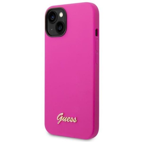 Guess GUHCP14SSLSMF iPhone 14 / 15 / 13 6.1" fuksja/fuschia hard case Silicone Vintage Gold Logo