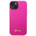 Guess GUHCP14SSLSMF iPhone 14 / 15 / 13 6.1" fuksja/fuschia hard case Silicone Vintage Gold Logo