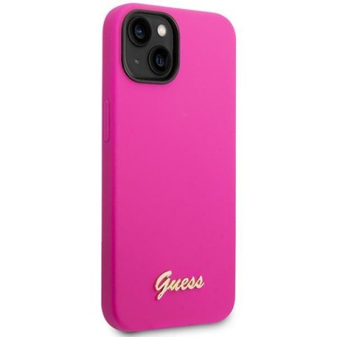 Guess GUHCP14SSLSMF iPhone 14 / 15 / 13 6.1" fuksja/fuschia hard case Silicone Vintage Gold Logo