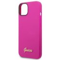 Guess GUHCP14SSLSMF iPhone 14 / 15 / 13 6.1" fuksja/fuschia hard case Silicone Vintage Gold Logo