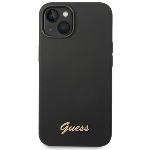 Guess GUHCP14SSLSMK iPhone 14 / 15 / 13 6.1" czarny/black hard case Silicone Vintage Gold Logo