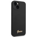 Guess GUHCP14SSLSMK iPhone 14 / 15 / 13 6.1" czarny/black hard case Silicone Vintage Gold Logo
