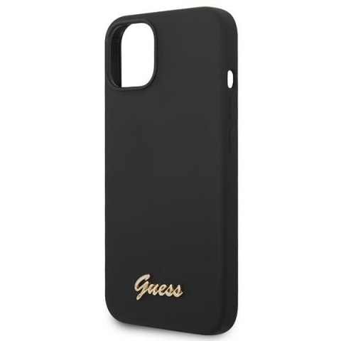 Guess GUHCP14SSLSMK iPhone 14 / 15 / 13 6.1" czarny/black hard case Silicone Vintage Gold Logo