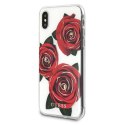 Guess GUHCPXROSTR iPhone X transparent hard case Flower Desire red rose