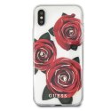 Guess GUHCPXROSTR iPhone X transparent hard case Flower Desire red rose