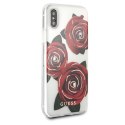 Guess GUHCPXROSTR iPhone X transparent hard case Flower Desire red rose