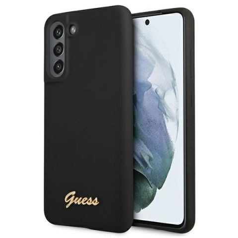 Guess GUHCS21FLSLMGBK S21 FE G990 czarny/black hardcase Silicone Script Metal Logo