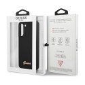 Guess GUHCS21FLSLMGBK S21 FE G990 czarny/black hardcase Silicone Script Metal Logo