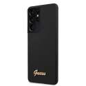 Guess GUHCS21LLSLMGBK S21 Ultra G998 czarny/black hardcase Silicone Script Metal Logo