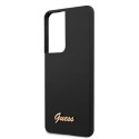 Guess GUHCS21LLSLMGBK S21 Ultra G998 czarny/black hardcase Silicone Script Metal Logo