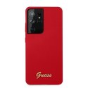 Guess GUHCS21LLSLMGRE S21 Ultra G998 czerwony/red hardcase Silicone Script Metal Logo