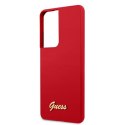 Guess GUHCS21LLSLMGRE S21 Ultra G998 czerwony/red hardcase Silicone Script Metal Logo