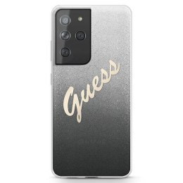 Guess GUHCS21LPCUGLSBK S21 Ultra G998 czarny/black hardcase Glitter Gradient Script