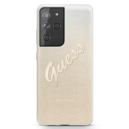 Guess GUHCS21LPCUGLSGO S21 Ultra G998 złoty/gold hardcase Glitter Gradient Script