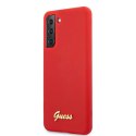 Guess GUHCS21MLSLMGRE S21+ G996 czerwony/red hardcase Silicone Script Metal Logo