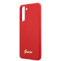 Guess GUHCS21MLSLMGRE S21+ G996 czerwony/red hardcase Silicone Script Metal Logo