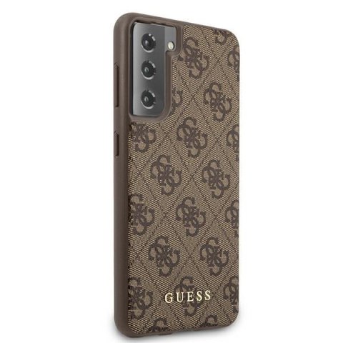 Guess GUHCS21SG4GFBR S21 G991 brązowy/brown hard case 4G Metal Gold Logo