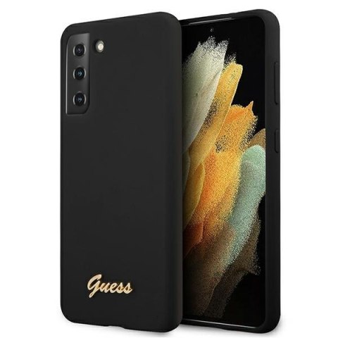 Guess GUHCS21SLSLMGBK S21 G991 czarny/black hardcase Silicone Script Metal Logo