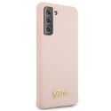 Guess GUHCS21SLSLMGLP S21 G991 różowy/pink hardcase Silicone Script Metal Logo